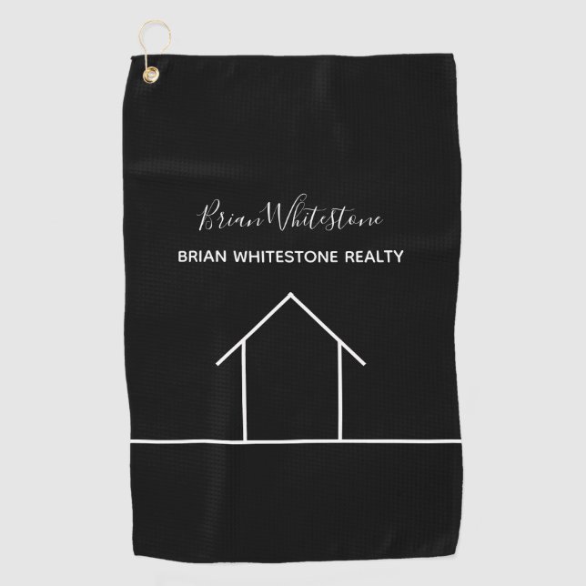 Serviette De Golf Immobilier Société Personnalisé Chic Simple Realto (Devant)