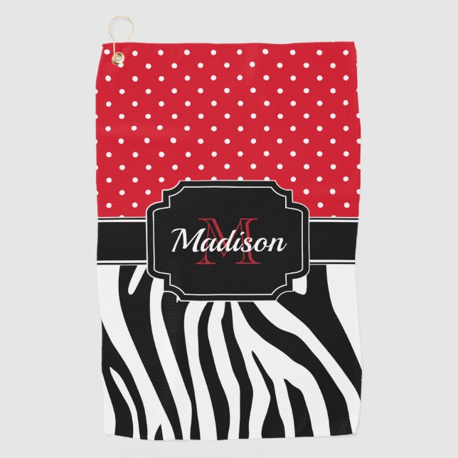 Serviette De Golf Impression des points et des zèbres (Devant)