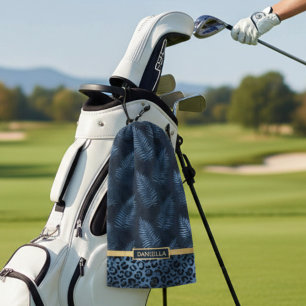 Serviette De Golf Imprimé Floral Tropical à Motif Léopard Bleu Perso