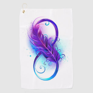 Serviette De Golf Infinity with purple feather