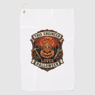 Serviette De Golf Ingénieur aime Halloween Citrouille Casque Marteau