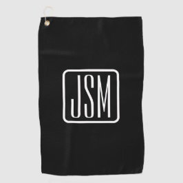Serviette De Golf Initiales monogrammes modernes | Noir & Blanc