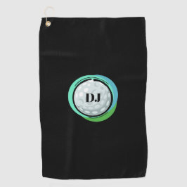 Serviette De Golf Initiales Noires Green Ball de golf