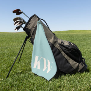 Serviette De Golf Initiales personnalisées bleu aqua moderne