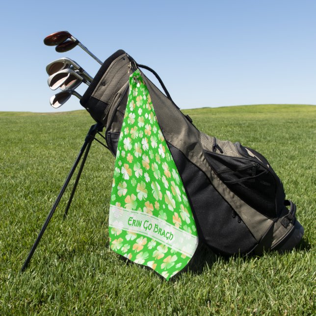 Serviette De Golf Irlandais Vert/Blanc/Orange Varié Shamrock (Vert)