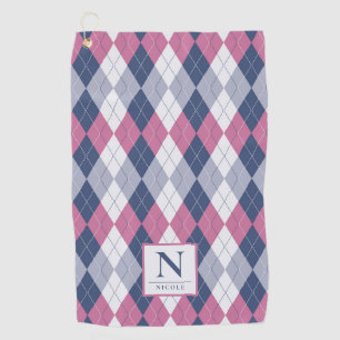 Serviette De Golf Jacquard personnalisé Dusty Rose et bleu ardoise