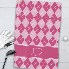 Serviette De Golf Jacquard rose Plaid Personnalisé Initiales Monogra