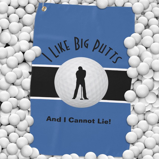 Serviette De Golf J'Aime Big Putts Golf Humour Fun Blue Black (I Like Big Putts Golf Humor Fun Blue Black Golf Towel)
