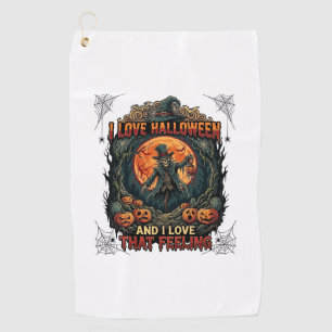 Serviette De Golf J'aime Halloween Squelette Épouvantail Pleine Lune