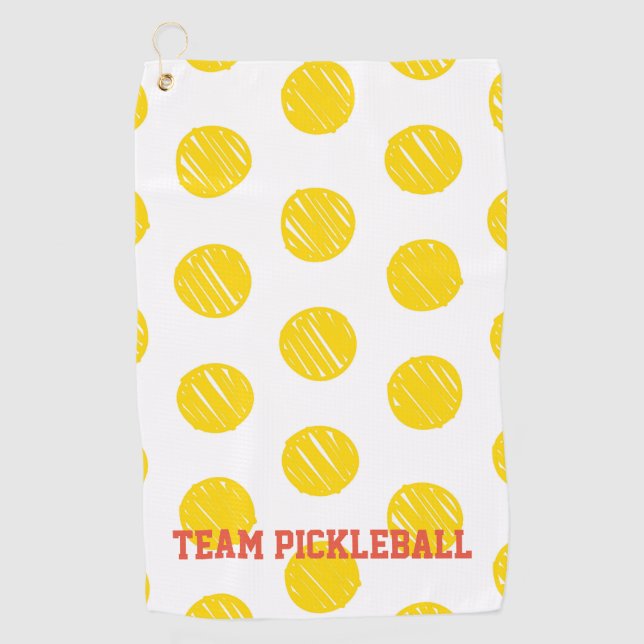 Serviette De Golf Jaune Pois Orange Team Pickleball Sports (Devant)
