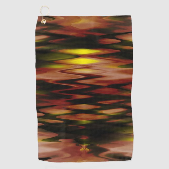 Serviette De Golf Jaune tachée sous brun formant zigzag abstrait (Devant)