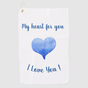 Serviette De Golf Je t'aime Coeur Bleu mignon Saint Valentin