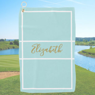 Serviette De Golf Joli aqua simple avec nom personnalisé dames