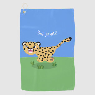 Serviette De Golf Joli bébé guépard en cours de dessin animé illustr