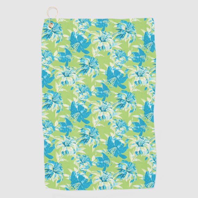Serviette De Golf Joli bleu vert transparent lièvre floral (Devant)