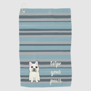 Serviette De Golf Joli Bouledogue Français rayé bleu