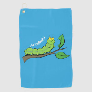 Serviette De Golf Joli dessin animé de chenille verte mignonne