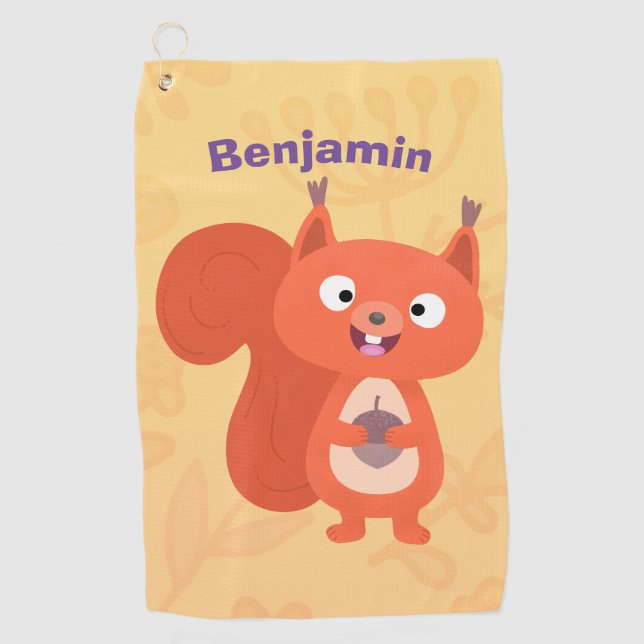 Serviette De Golf Joli dessin animé d'écureuil roux (Devant)