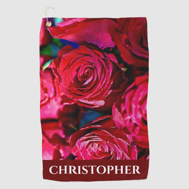 Serviette De Golf Joli Ensemble De Roses Rouges (Devant)