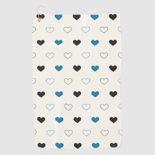 Serviette De Golf Joli motif de cœur simple bleu noir crème