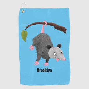 Serviette De Golf Joli opossum accroché à la branche dessin animé