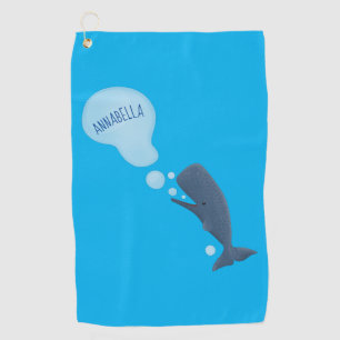 Serviette De Golf Jolie baleine à sperme soufflant bulles dessin