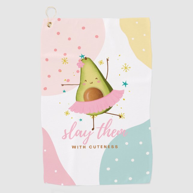 Serviette De Golf Jolie fille Kawaii Avocado Ballerina Les Jeter (Devant)