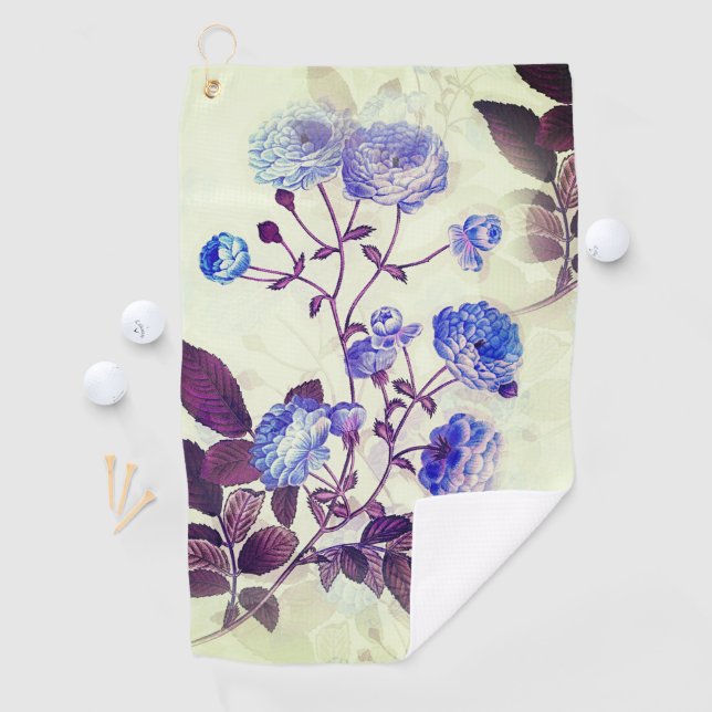 Serviette De Golf Jolie fleur violette Imprimer sur vert (En situation)