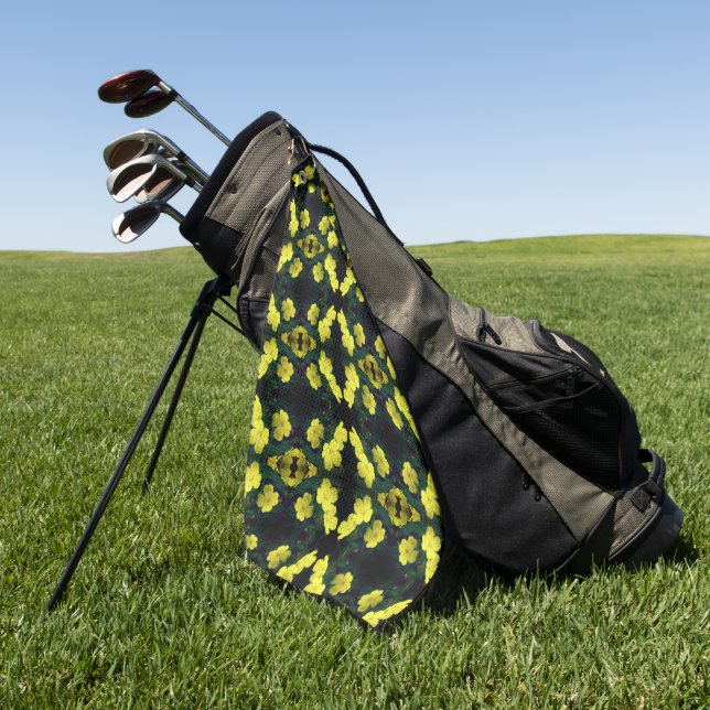 Serviette De Golf Jolie Fleurs de Primrose Jaune Motif Abstrait (Vert)