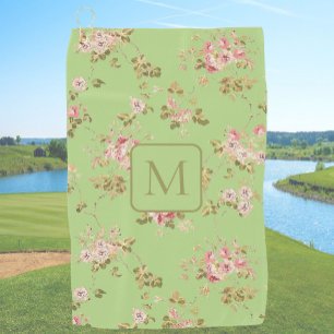 Serviette De Golf Jolies dames de fleurs vertes personnalisées avec