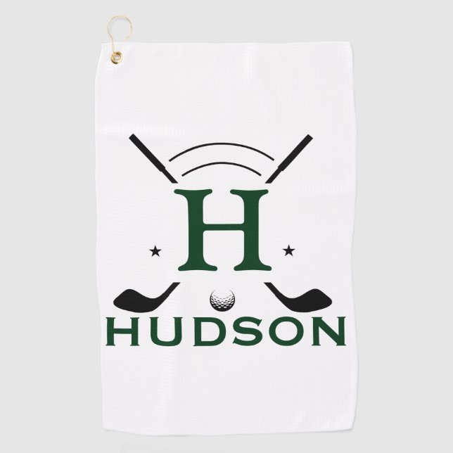 Serviette De Golf Joueur de golf Nom initial Monogramme personnalisé (Devant)