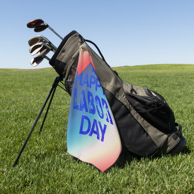 Serviette De Golf Joyeuse Fête Du Travail Rétro Bleu (Vert)