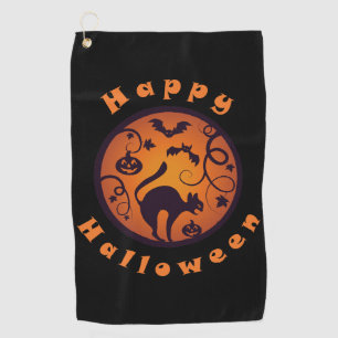 Serviette De Golf Joyeuse lanterne d'Halloween araignées et chauves-