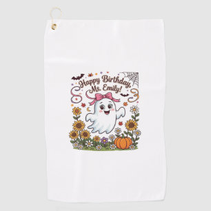 Serviette De Golf Joyeux Anniversaire Mlle Emily Halloween Fantôme C