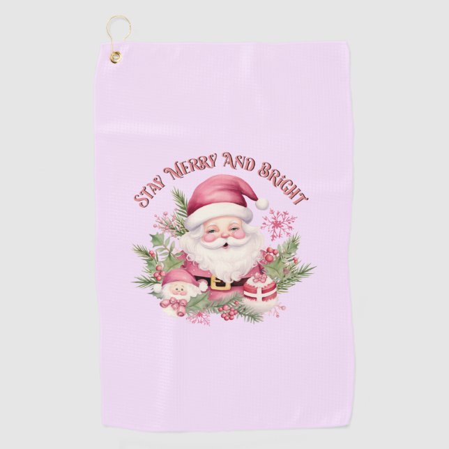 Serviette De Golf Joyeux et lumineux - Père Noël rose (Devant)