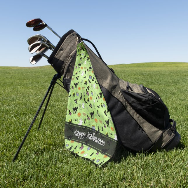 Serviette De Golf Joyeux Halloween Random Motif Green Grunge (Vert)