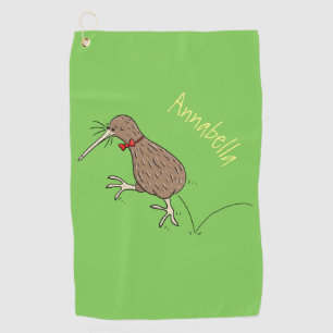Serviette De Golf Joyeux kiwi de saut avec dessin de cravate arc