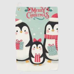 Serviette De Golf Joyeux manchots enneigés de Noël