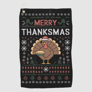 Serviette De Golf Joyeux Merci Noël Christmas Thanksgiving Dinde