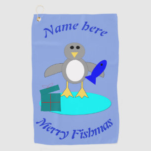 Serviette De Golf Joyeux Noël Pêche pingouin Personnalisé