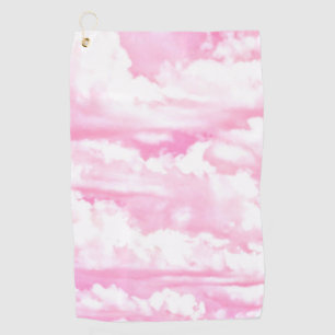 Serviette De Golf Joyeux nuages ensoleillés Arrière - plan rose Fuch