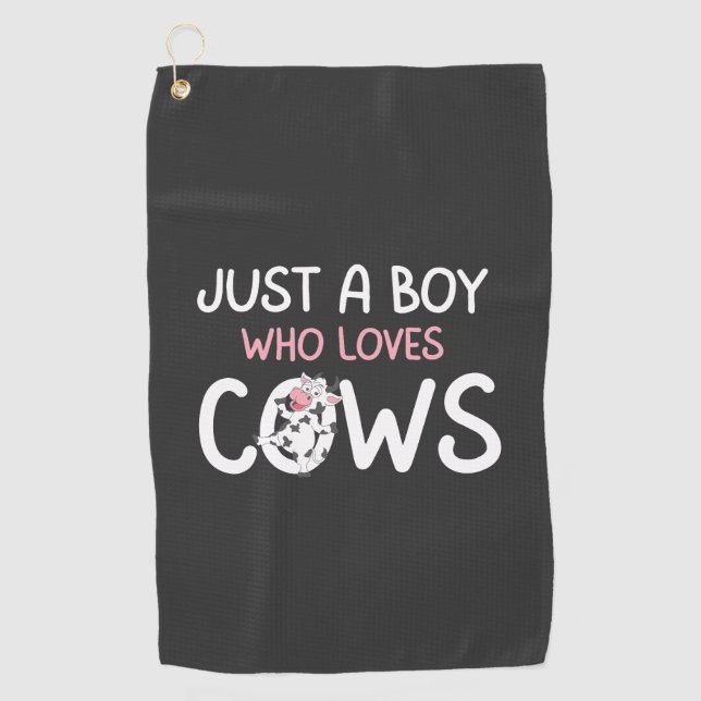 Serviette De Golf Juste un garçon qui aime vaches mignonne ferme de  (Devant)