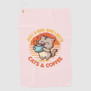 Serviette De Golf Juste une fille qui aime les chats et le café