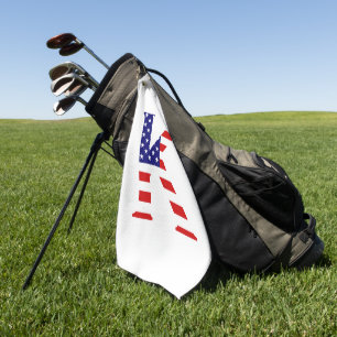 Serviette De Golf K Monogramme superposé sur le drapeau américain gt
