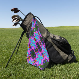 Serviette De Golf Kaleidoscope Abstrait Violet Et Turquoise