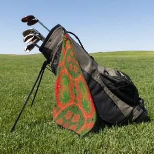 Serviette de golf Kaleidoscope orange et vert
