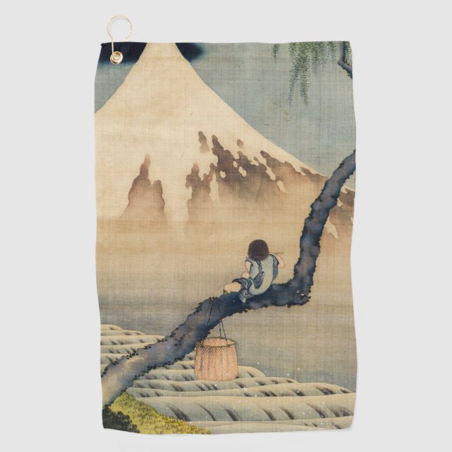 Serviette De Golf Katsushika Hokusai - Garçon regardant le Mont Fuji (Devant)