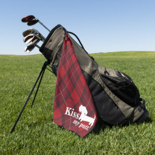 Serviette De Golf Kiss My Putt Cheeky Dachshund Plaid Golf Serviette