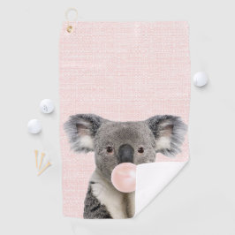 Serviette De Golf Koala soufflant Buble rose gomme