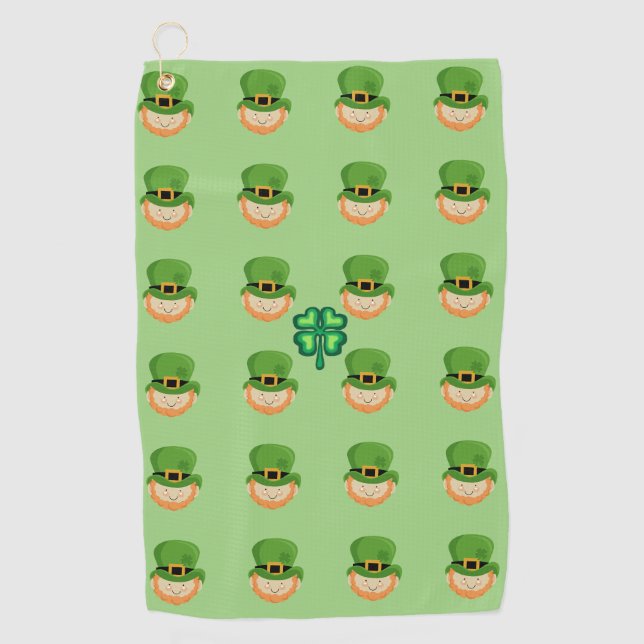 Serviette De Golf La chance des Leprechauns irlandais et shamrock (Devant)